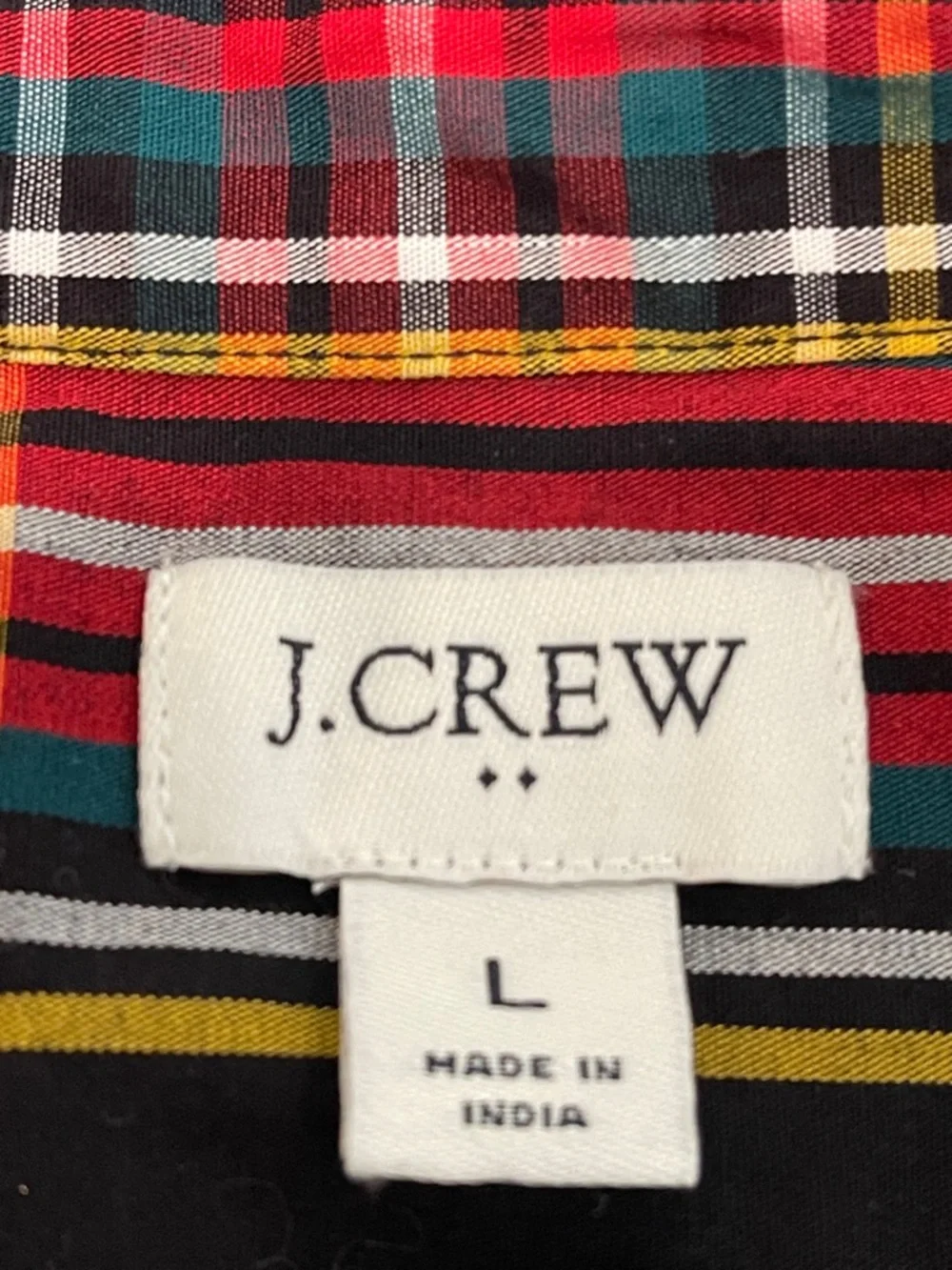 J.Crew Ruffle Plaid Feminine Blouse With Rhinestone Buttons Size L